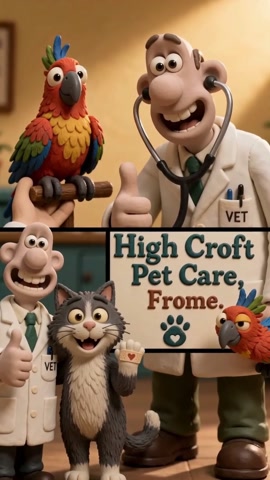 Clay-style veterinary clinic advert preview